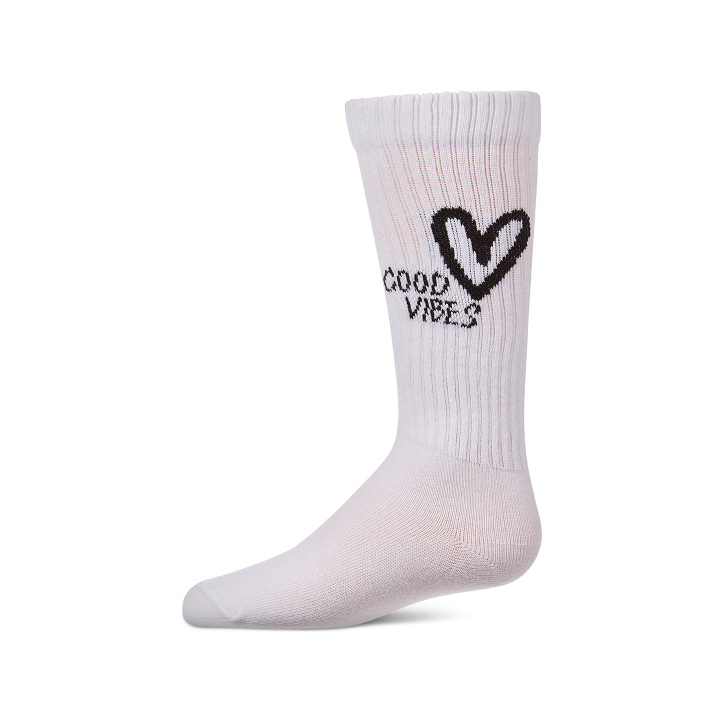 Memoi Black Good Vibes Heart Knee High