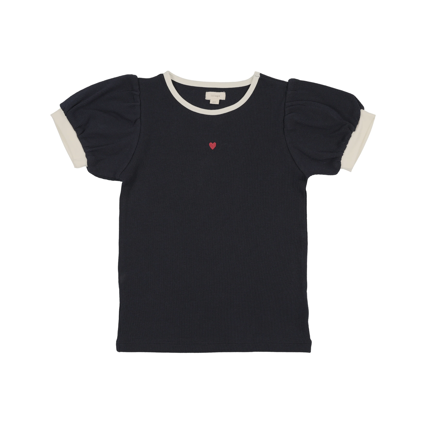 Lil Legs Navy Fitted Rib Tee Short Sleeve