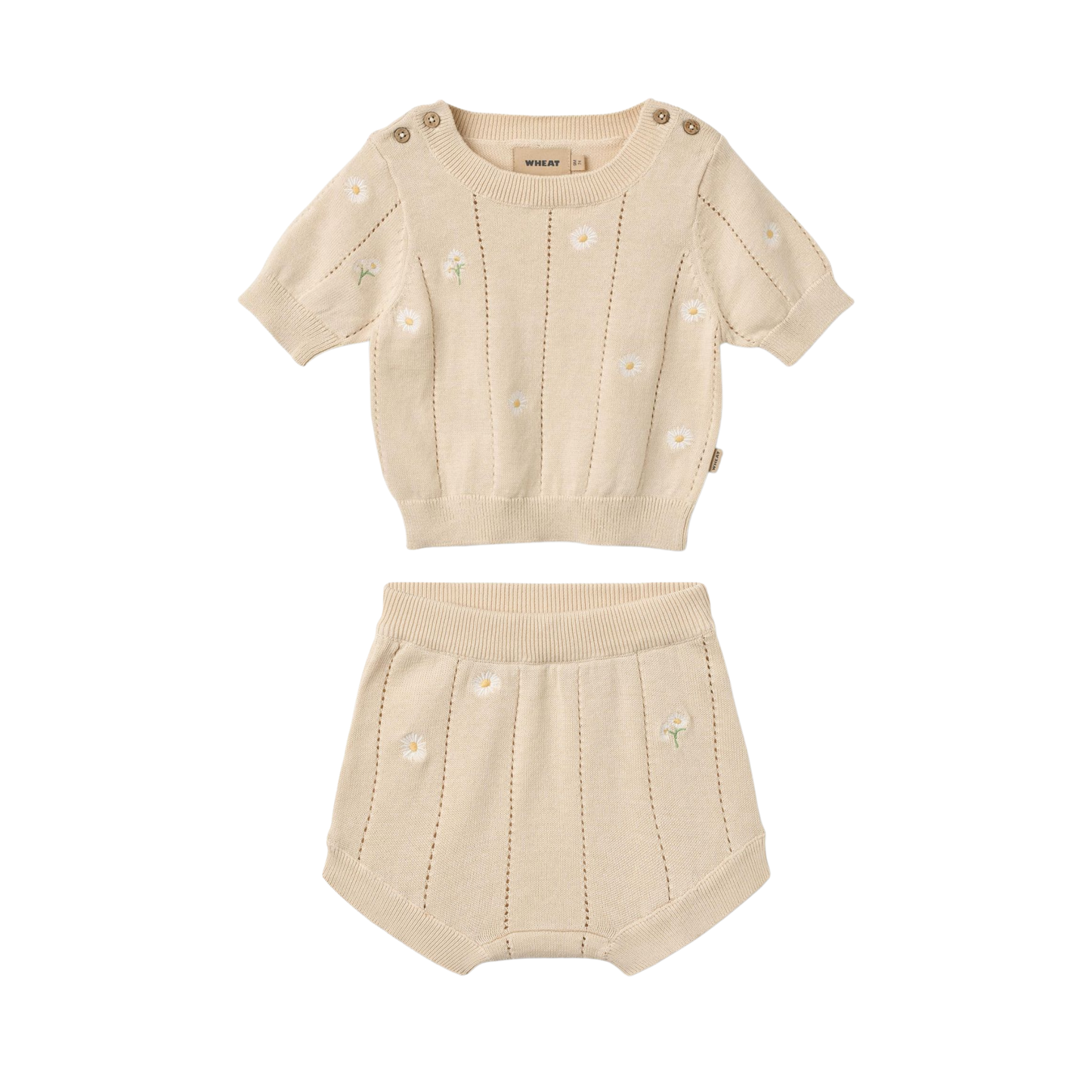 Wheat Sandshell White Malvina White Flowers Shorts Set