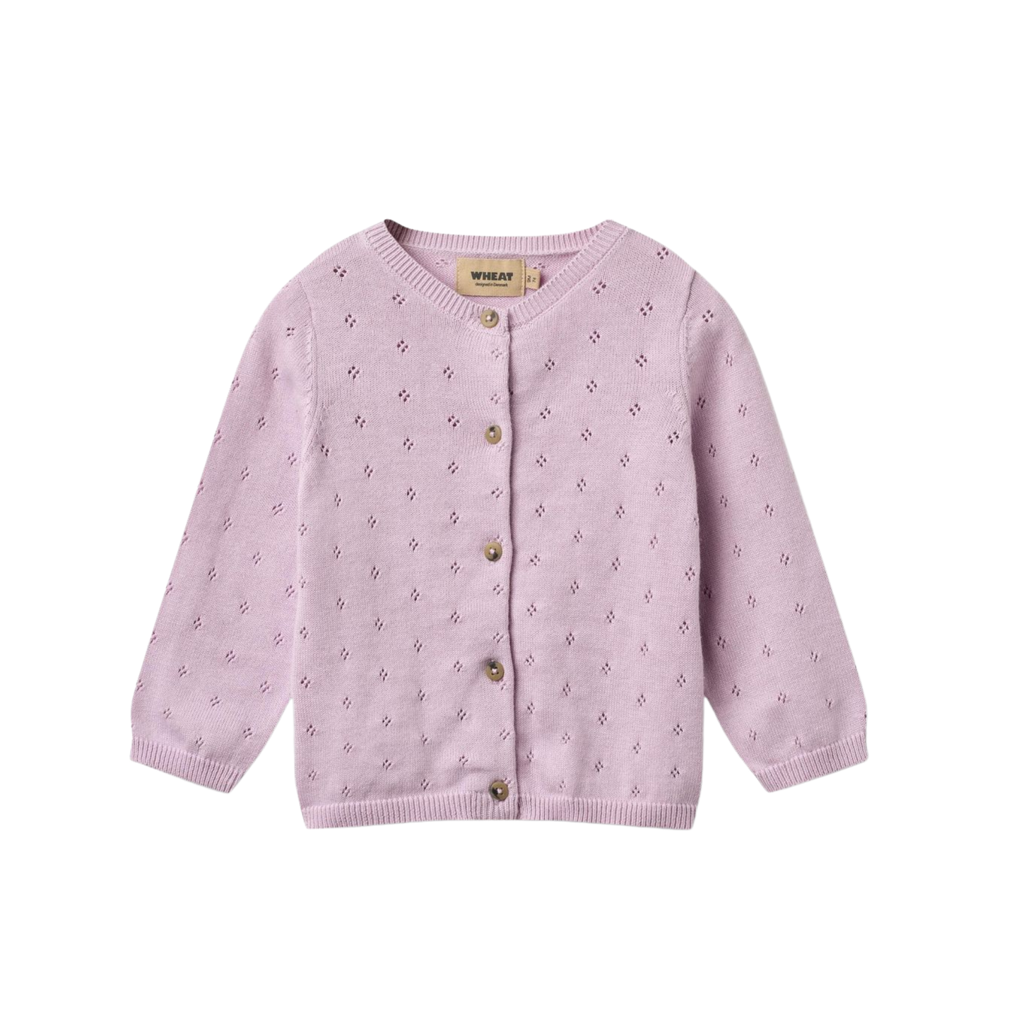 Wheat Lavender Infant Maia Knit Long Sleeve Cardigan