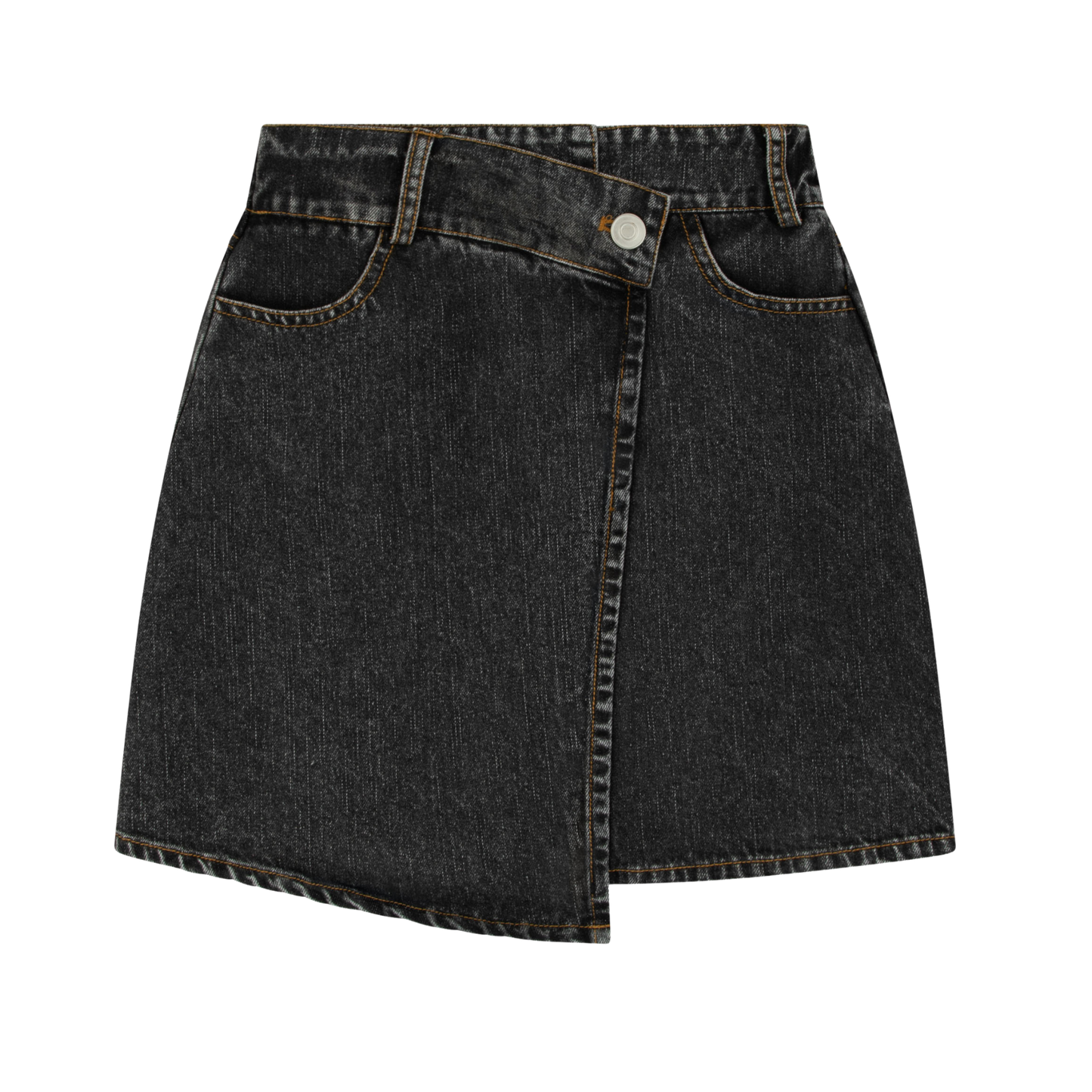 Ra & Da Black Denim Denim Wrap Skirt