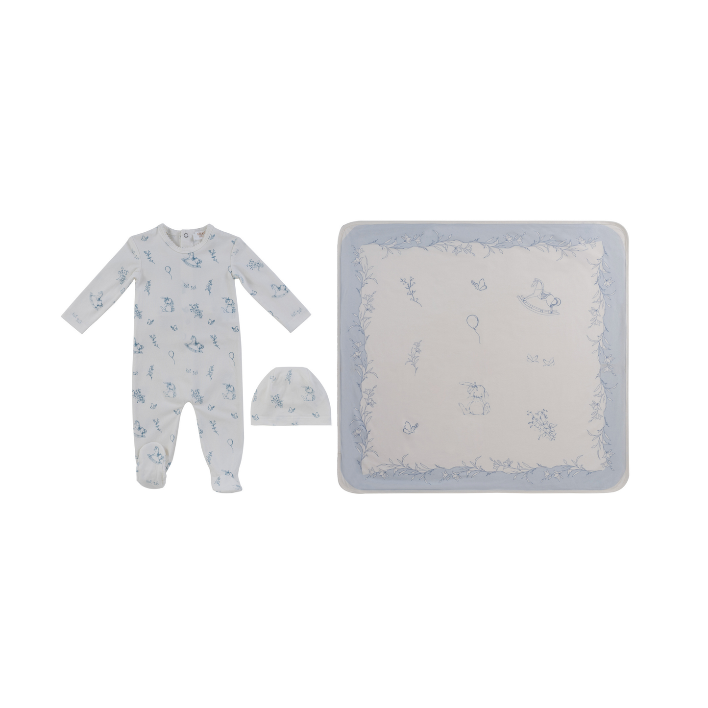 Kipp Baby Blue Toile Footie 3PC Set