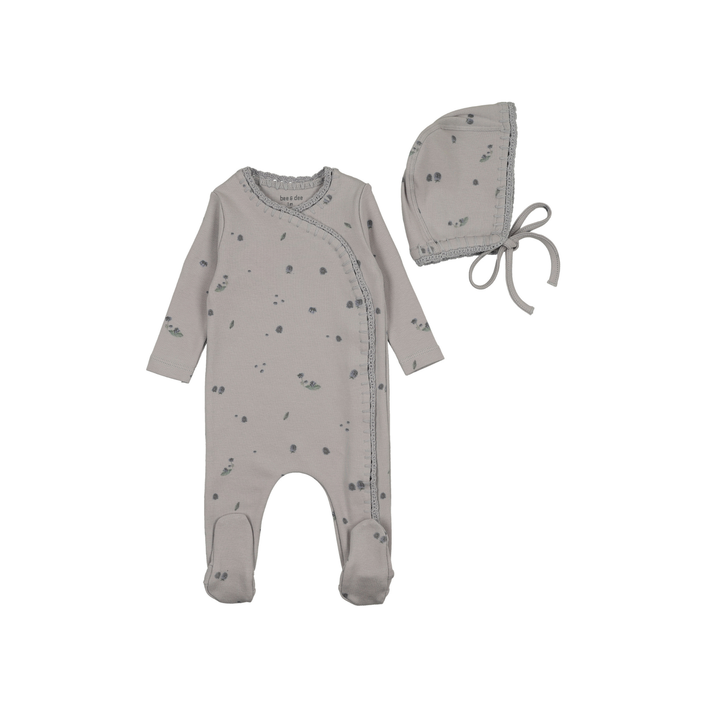 Bee And Dee Pale Blue Sweet Berry Print Footie