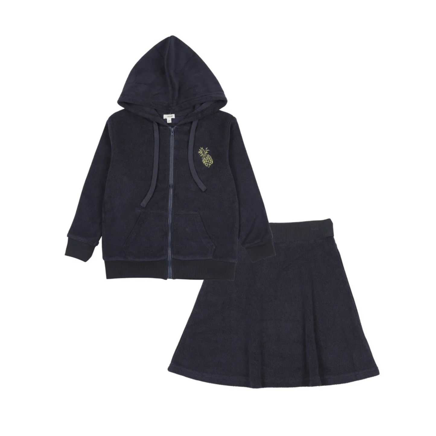 Bonjoy Navy Terry Sweater Skirt Set