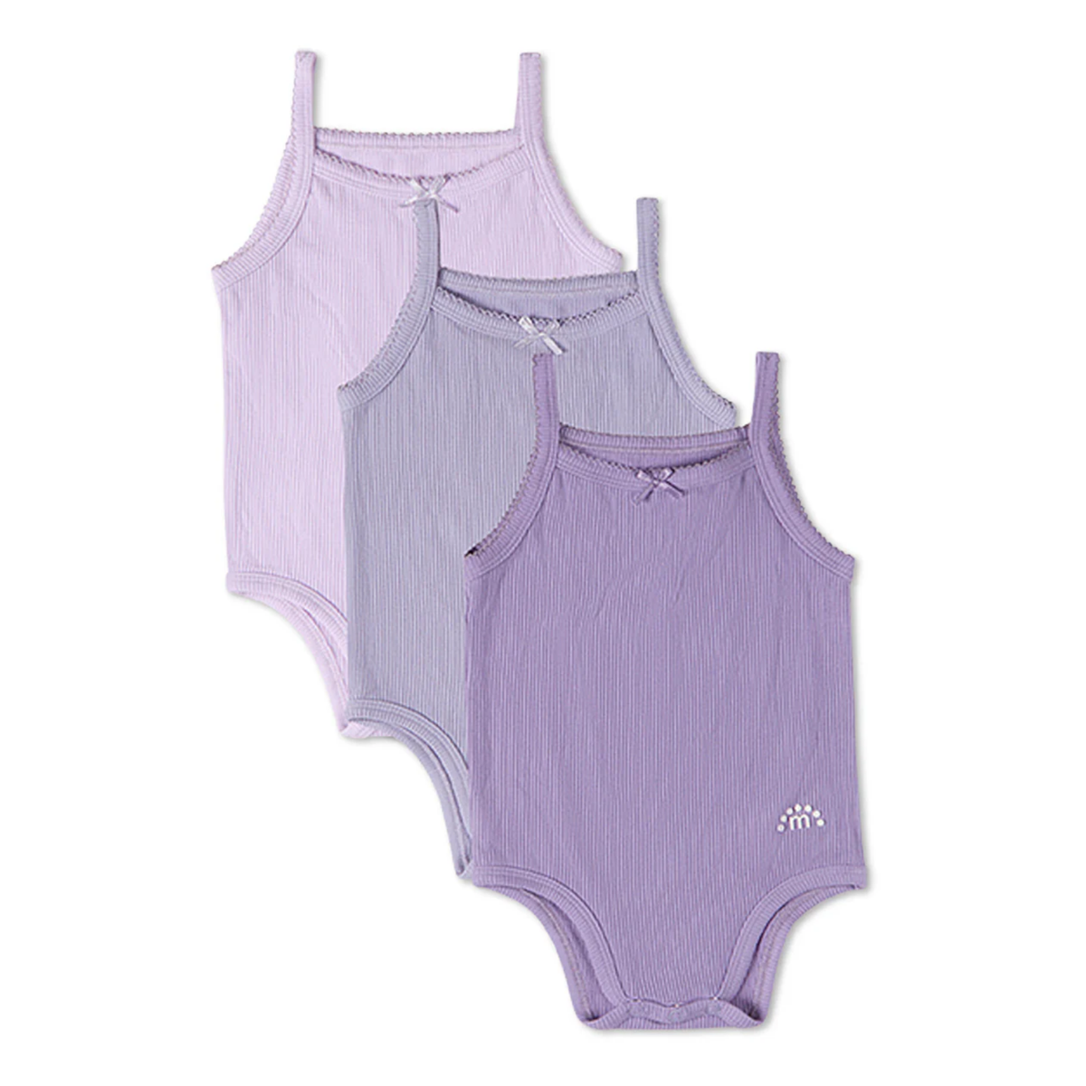 MiniMoi Solid Ribbed Modal Bodysuits 3 Pack