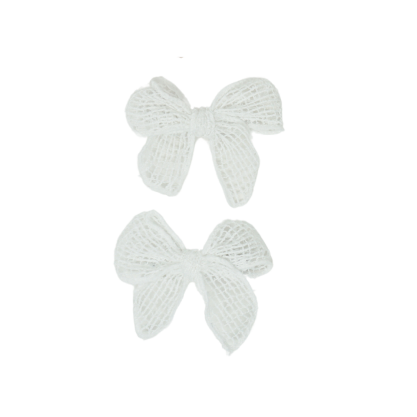 Bandeau White Netting Crochet Collection Mini Bow Clip Set