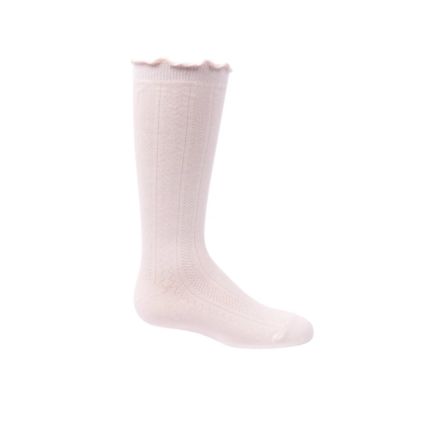 Zubii 216 Linen Pattern Scalloped Edge Modal Knee