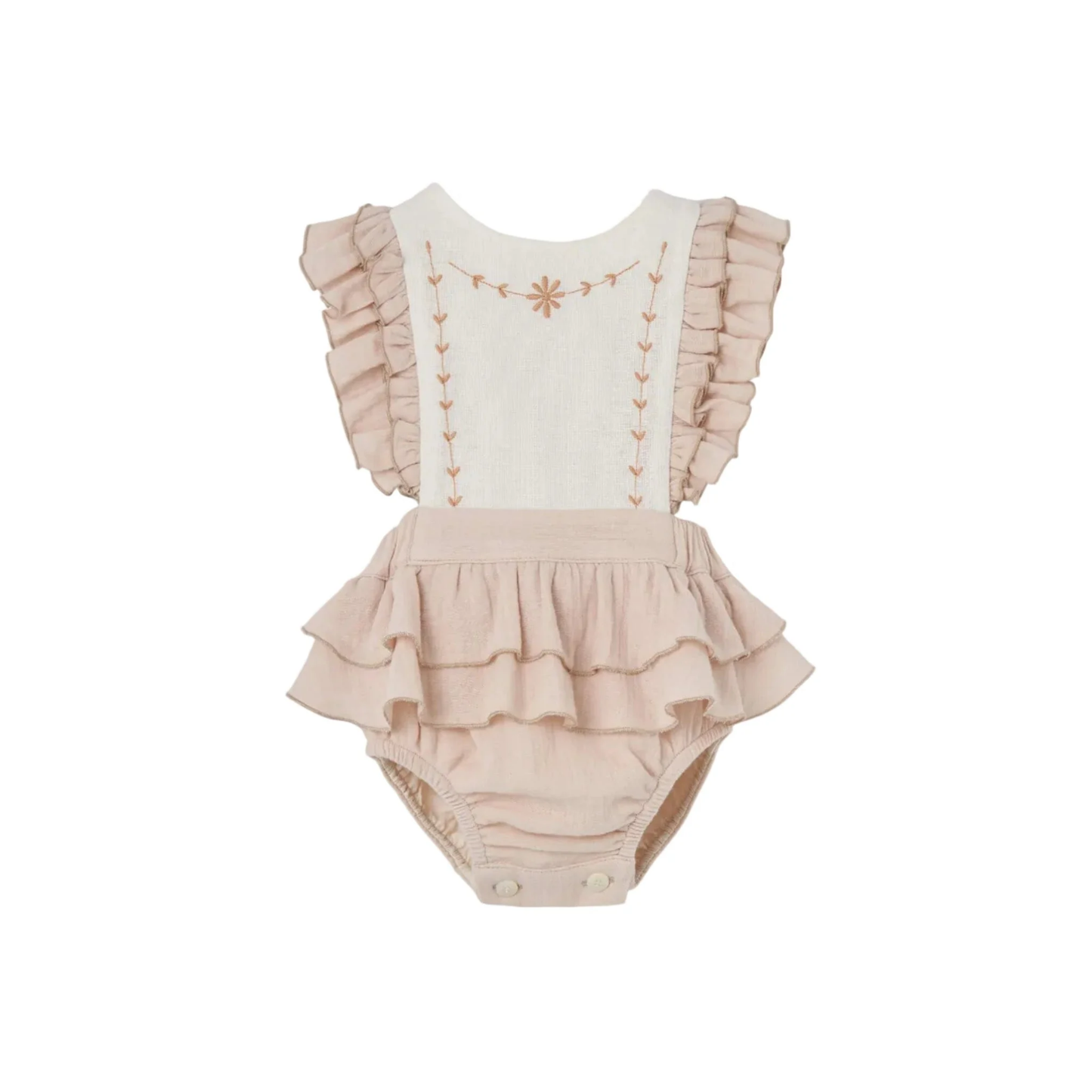 Popelin Dusty Pink Embroidered Romper