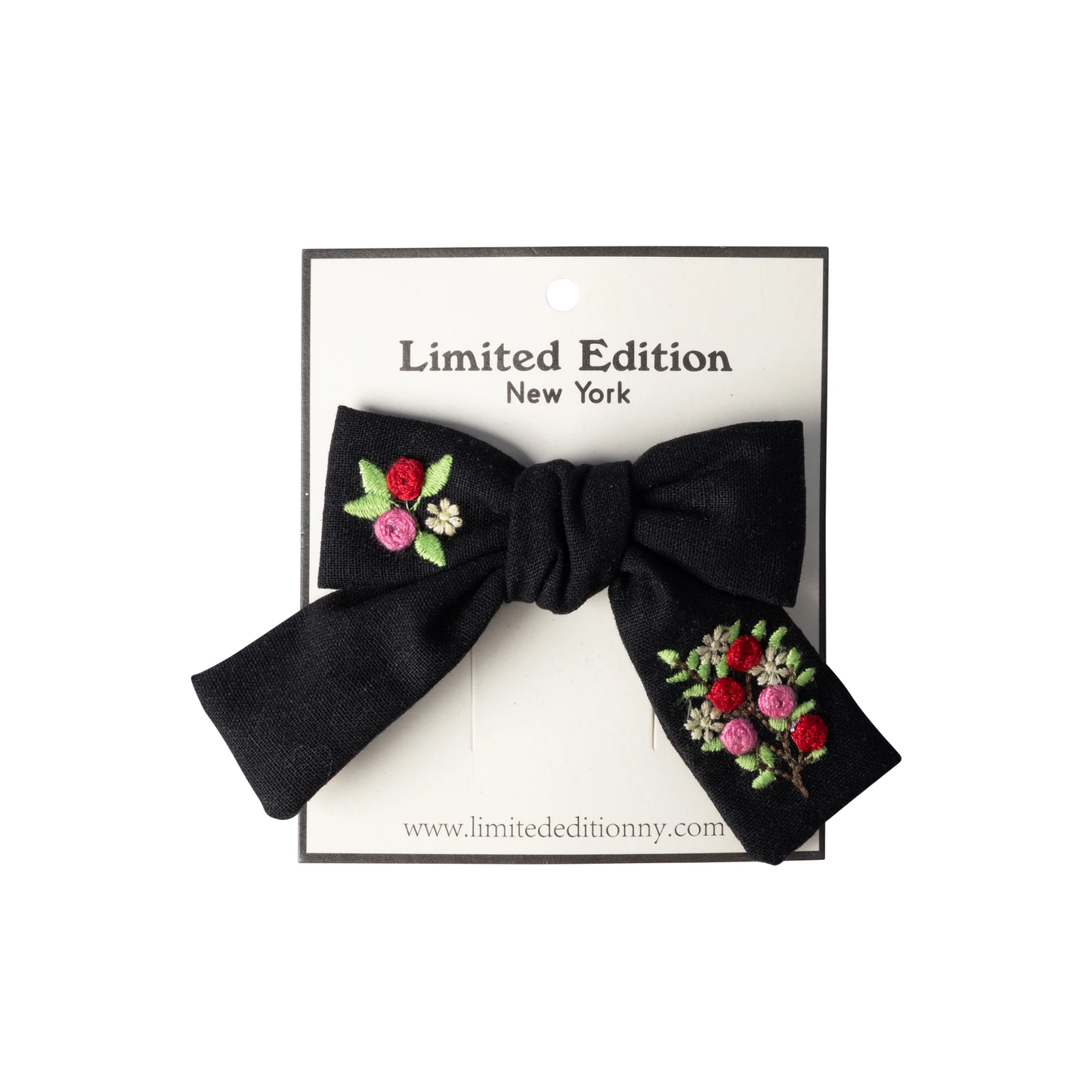 Limited Edition Black Floral Embroidered Bow Mini