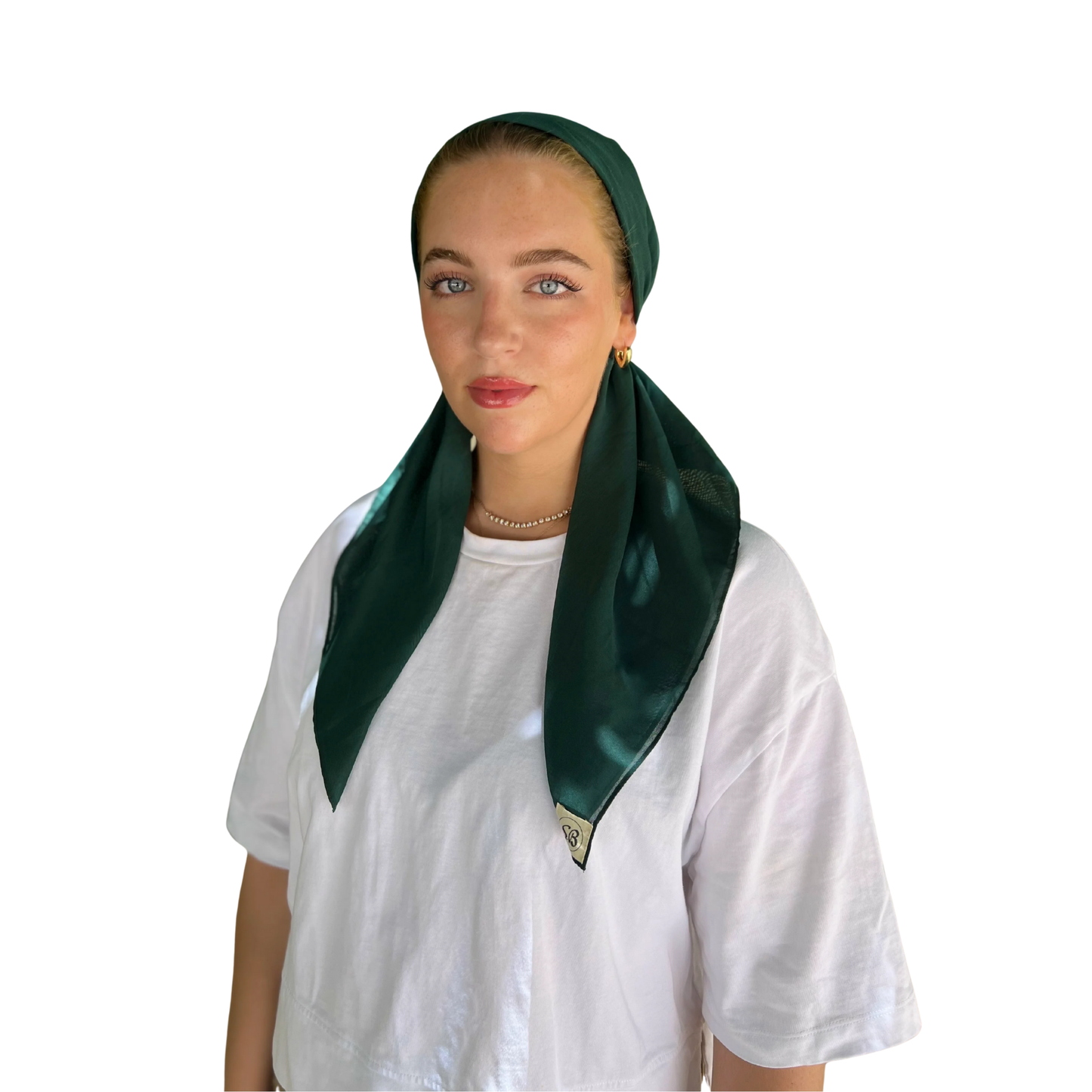 The Scarf Bar Short Classic Pretied Cotton Emerald
