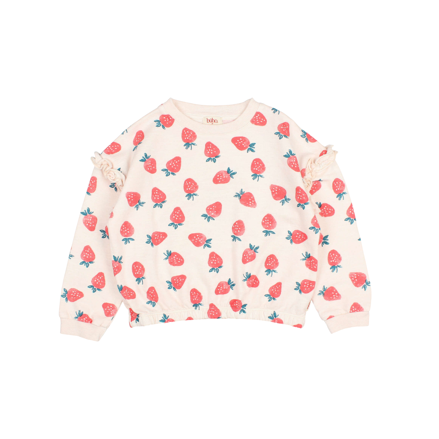 Buho Cream Pink Strawberry Long Sleeve Sweatshirt