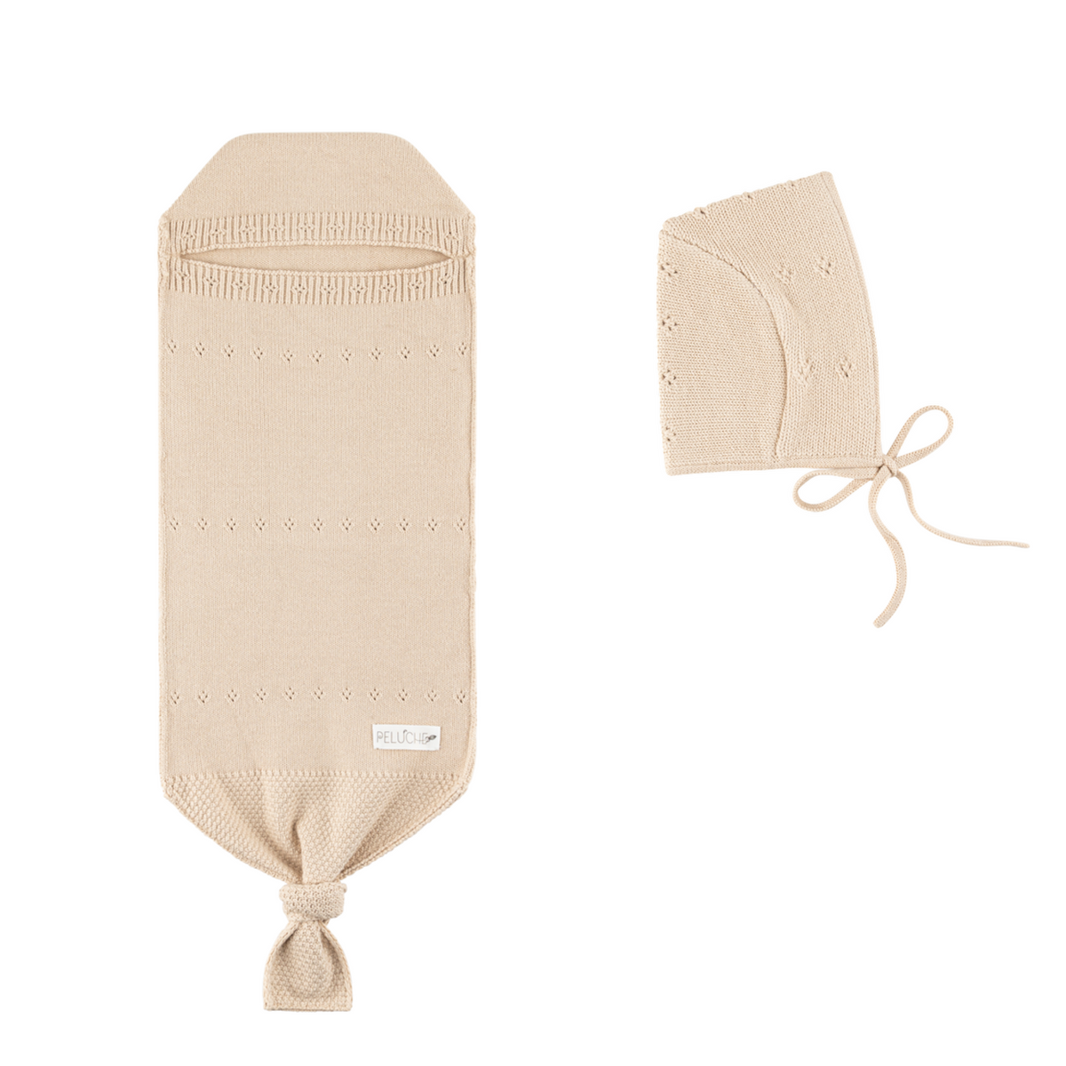 Peluche Pointelle Knit Cocoon + Beanie