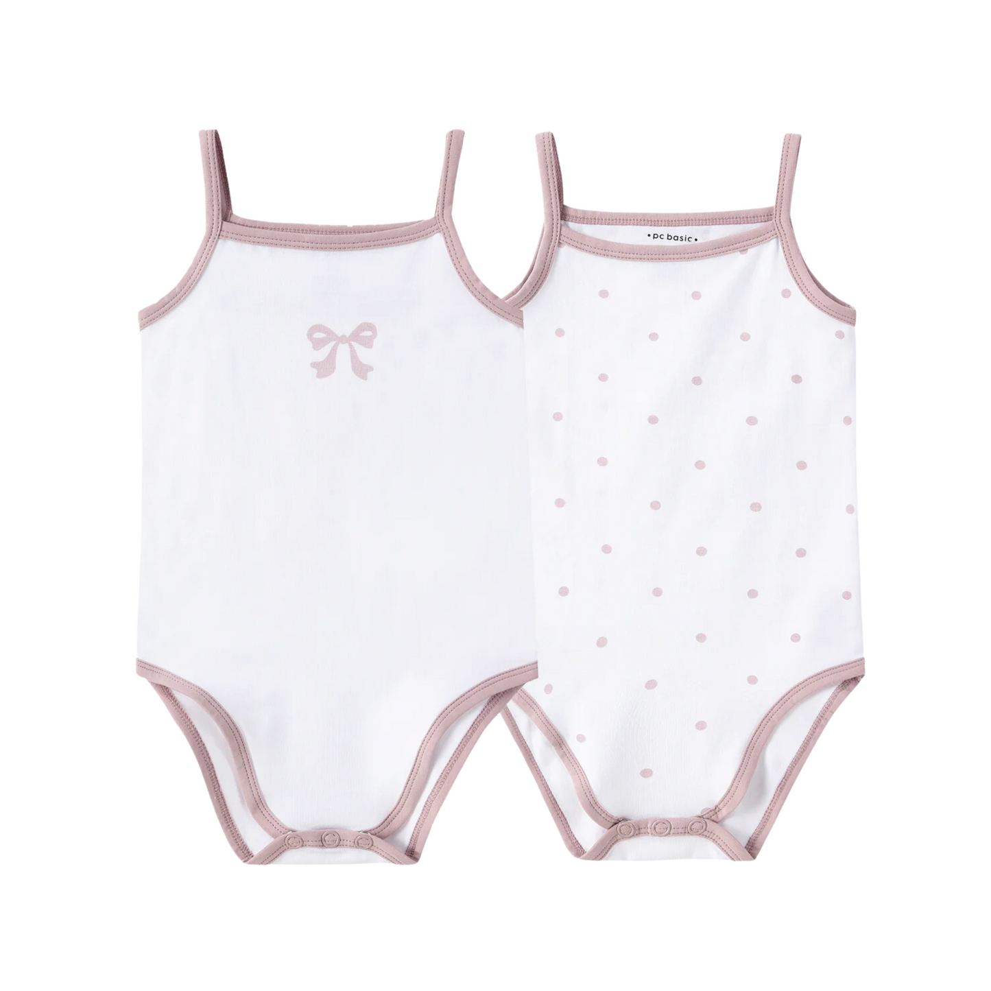 Petit Clair Bow/Polka Dot Baby Bodysuit Set