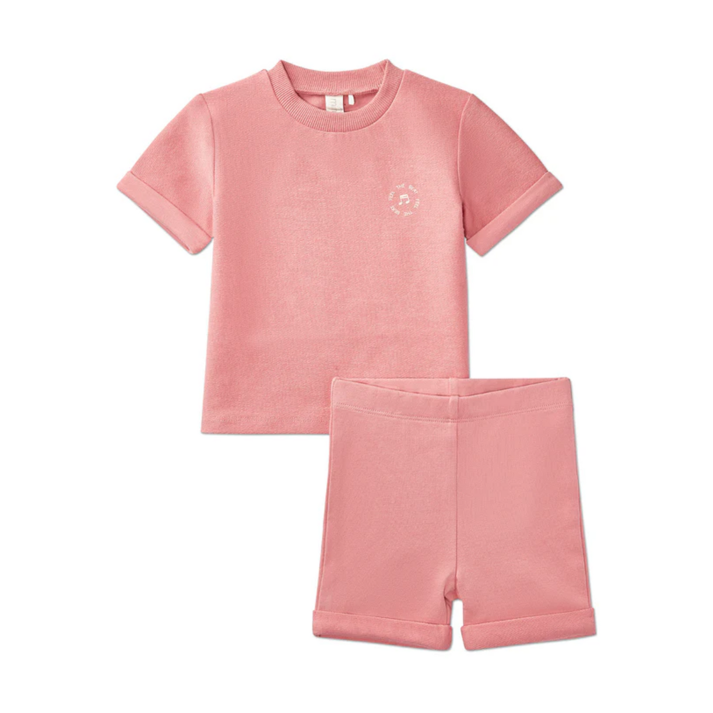 MiniMoi 2 Piece Set Stretch Cotton "Feel The Beat" Tee and Shorts