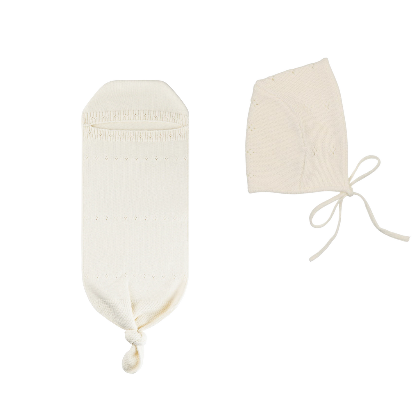 Peluche Pointelle Knit Cocoon + Beanie