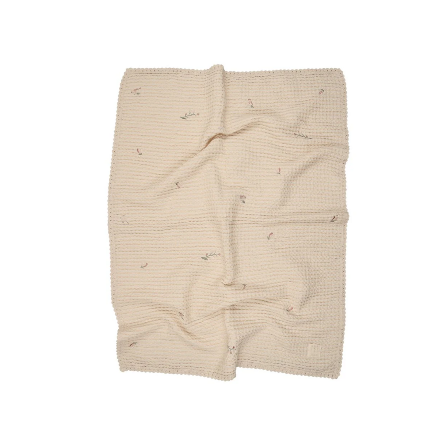 Peluche Floral Birds EMB Waffle Blanket