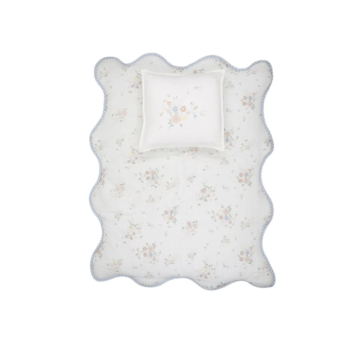 Peluche Gingham Floral Bamboo Filled Blanket + Pillow Case