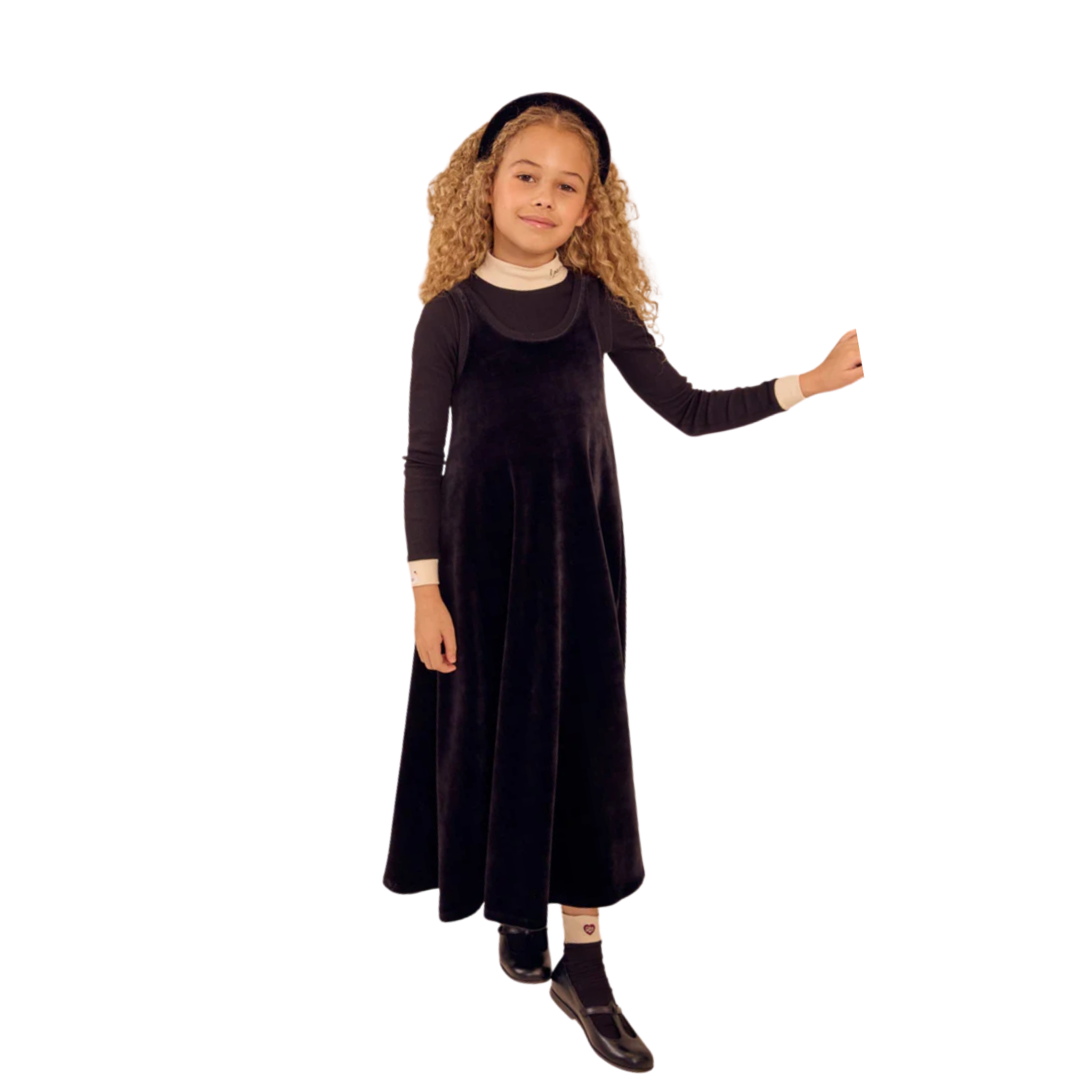 Little Parni Velour Maxi Jumper - Black / 6Y Little Parni Velour Maxi Jumper - Black / 6Y