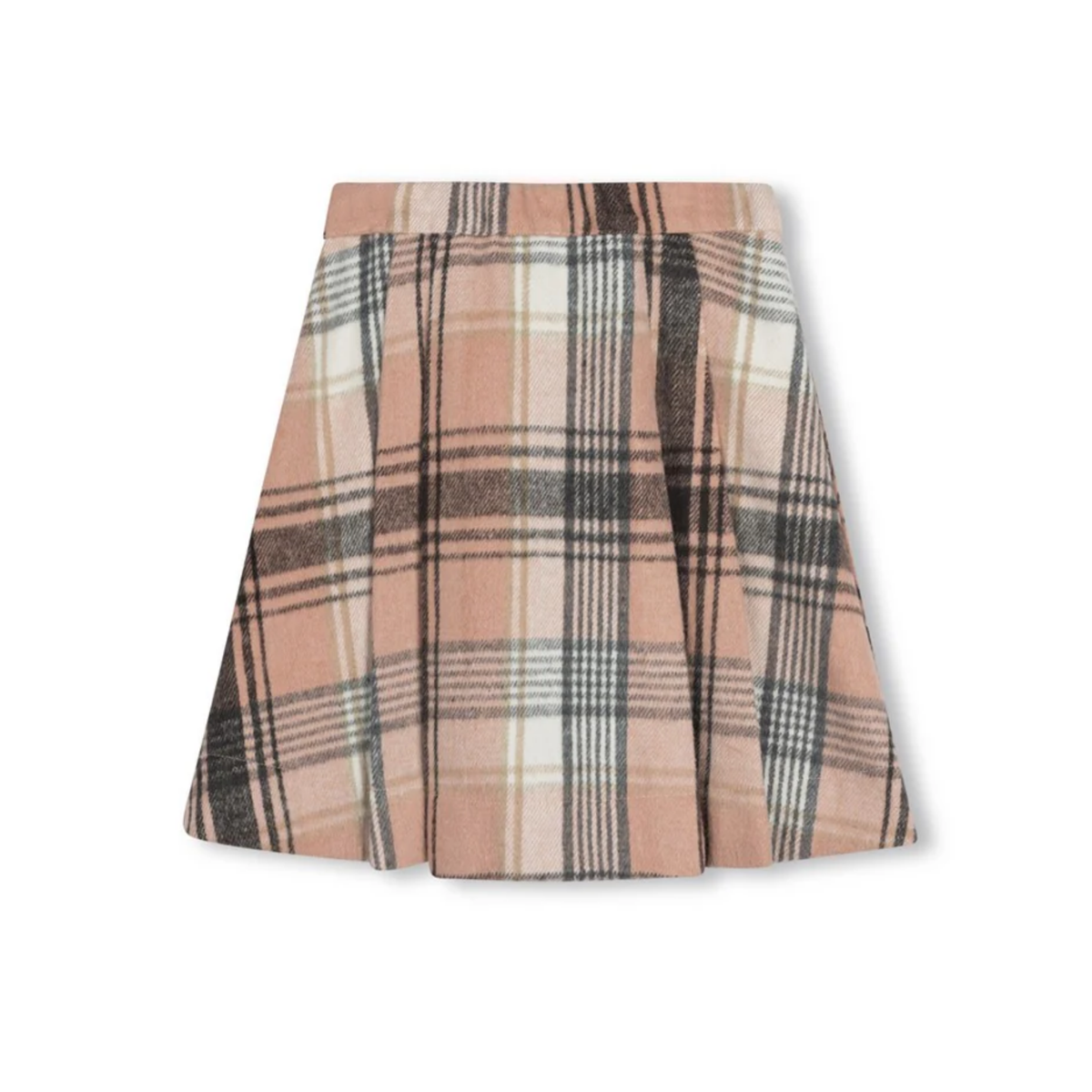 One Child Gilt Wool Side Pleated Plaid Skirt