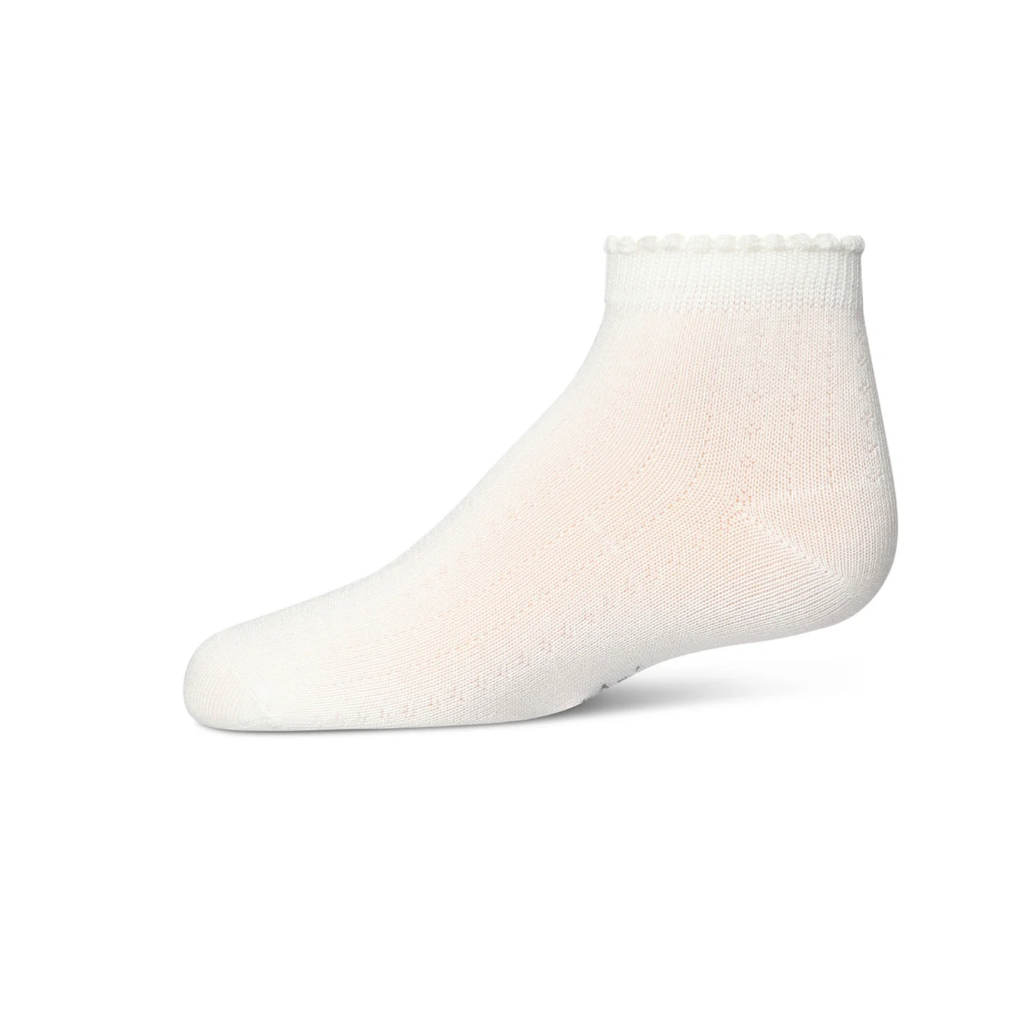 Memoi Ditsy Floral Scalloped Cuff Anklet Sock