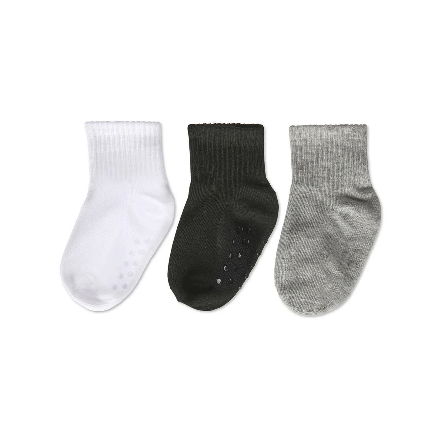 Memoi 3 Pairs Infant Ribbed Non-Skid Ankle Socks - Mk-5082