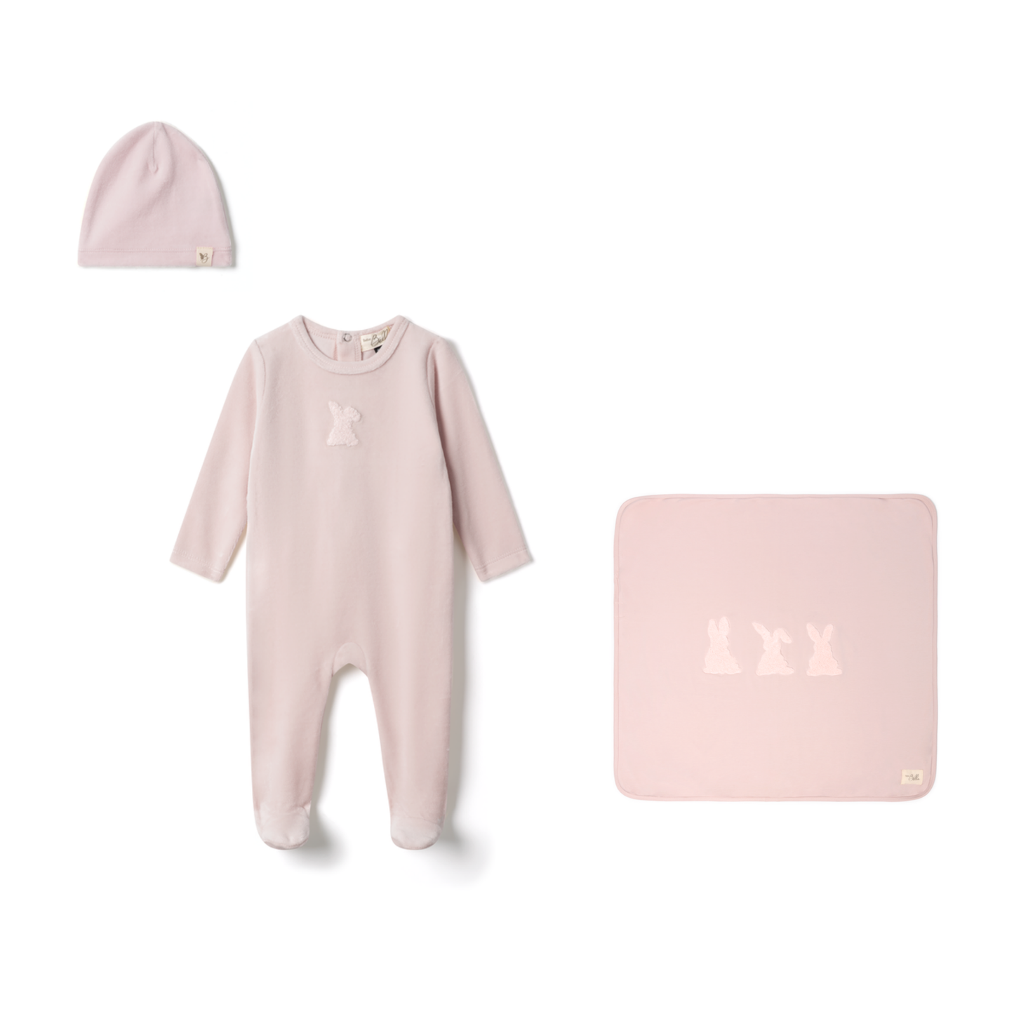 Bebe Bella Cotton Velour Stretchy With Bunnies Applique Set