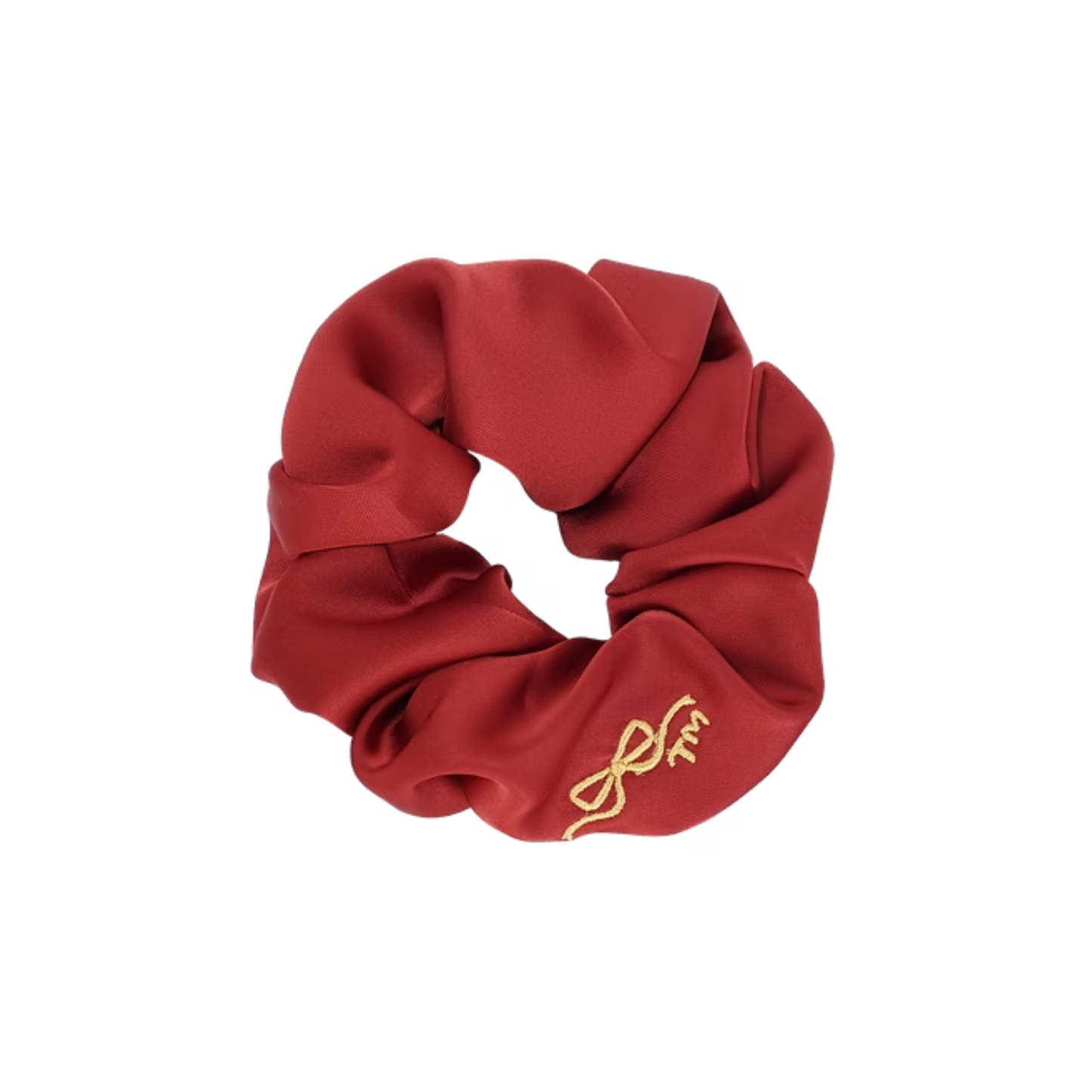 Tis Me Satin With Bow Embroidery Scrunchie