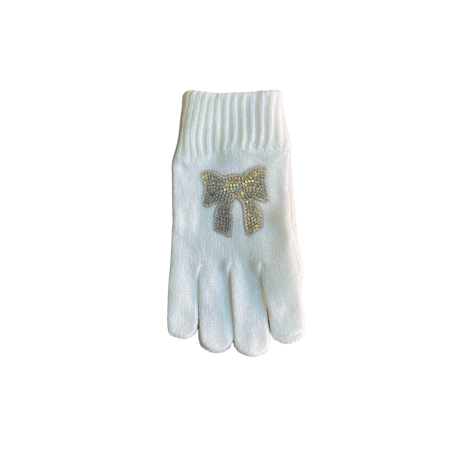 Bari Lynn Crystal Bow Winter Gloves