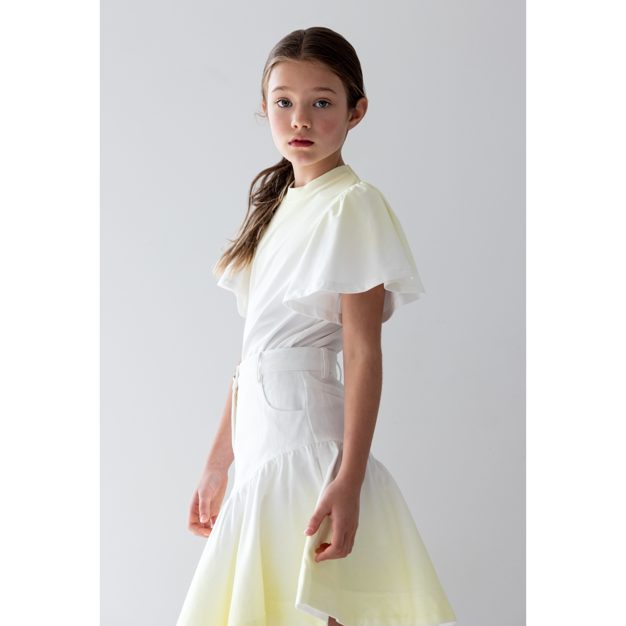 Steph The Label Yellow Tye Dye Flutter Sleeve Jersey Tee