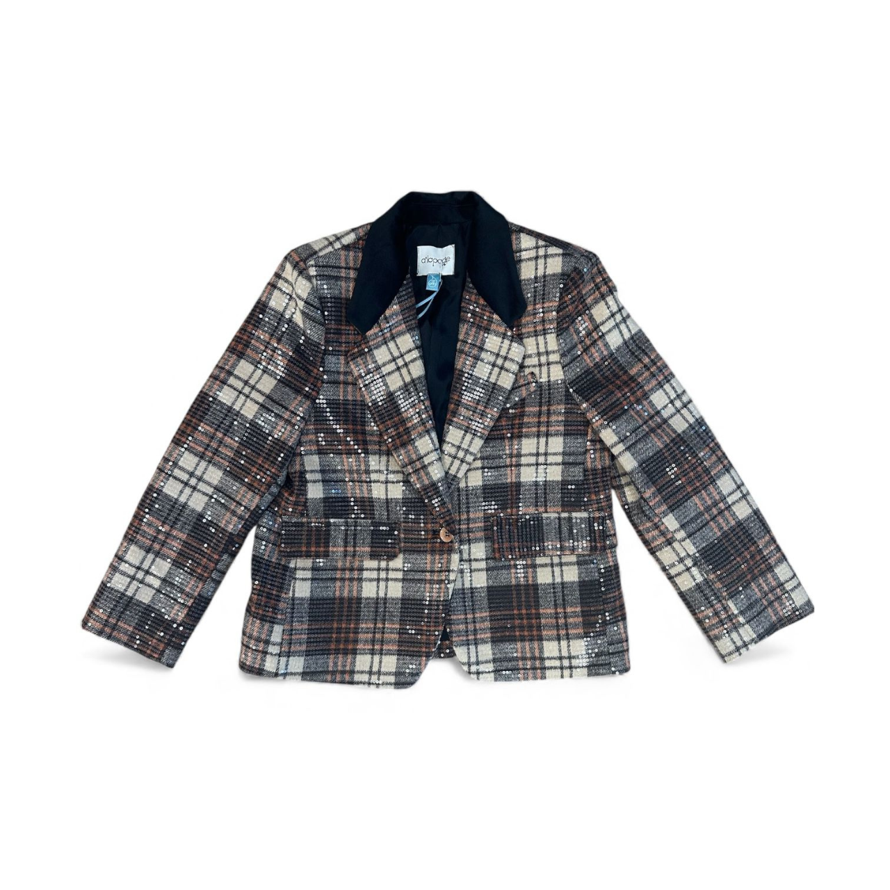A`Lapage Carla Sequins Tartan Sartorial Blazer