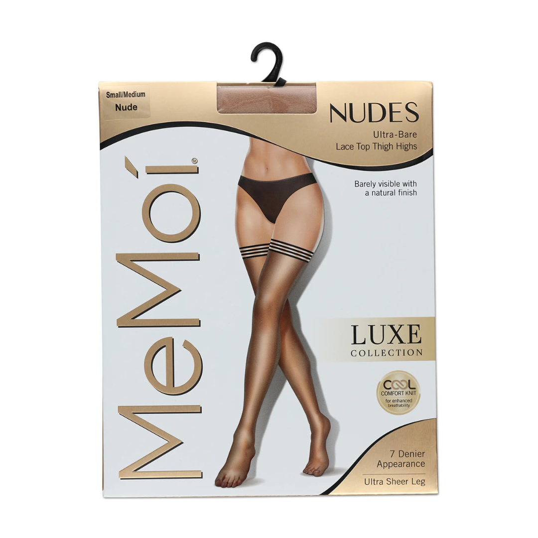 Memoi Women's Nudes Ultra Bare Lace Top Thigh Highs