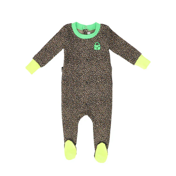 Little Parni Leopard/Green Leopard Footie