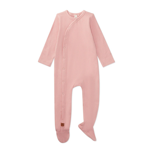 MiniMoi Ribbed Solid Cotton Side Snap Footie