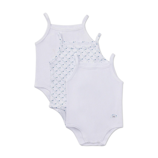 Minimoi 3 Pack Baby Cotton Rich Ribbed and Dot Pattern Bodysuits