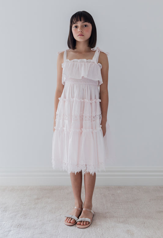 Petite Amalie Ice Pink  Shirred Bodice Dress
