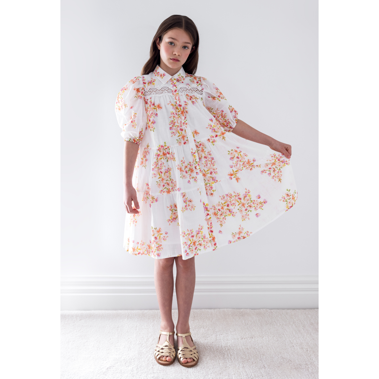 Petite Amalie White Ditsy Print Shirt Dress