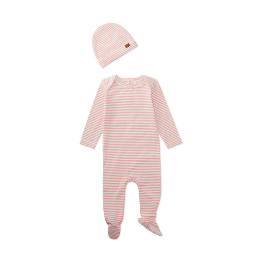 MiniMoi Striped Shoulder Flap Footie Set