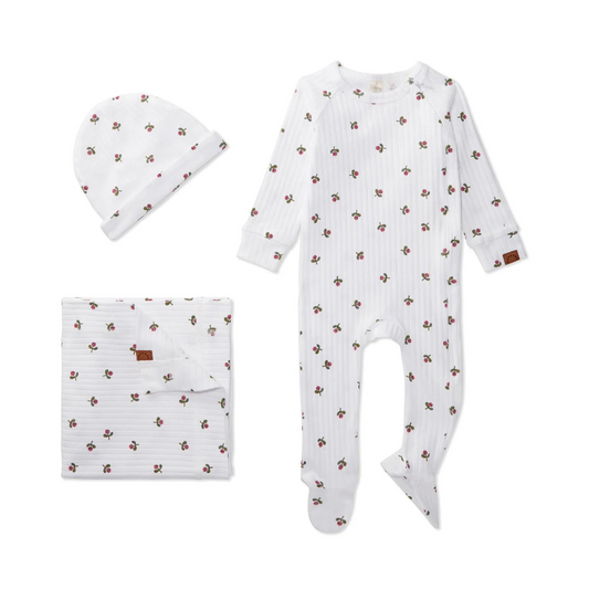 MiniMoi Ribbed Flower Bud Footie Set