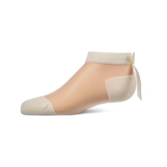 Memoi Winter White Sheer Satin Bow Anklet