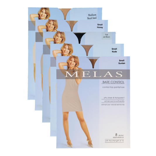 Melas Womens Ultra-Sheer 8 Denier Bare Control Top Pantyhose