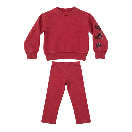 Bonjoy Red Wash Alpes Sweatshirt Set