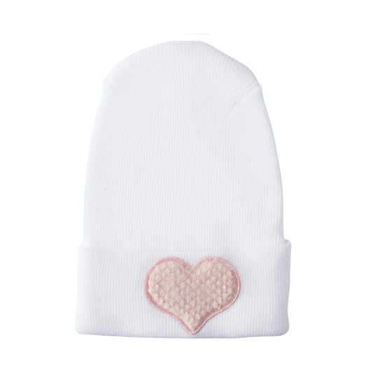 Adora Blush Hospital Hat - Fuzzy Heart