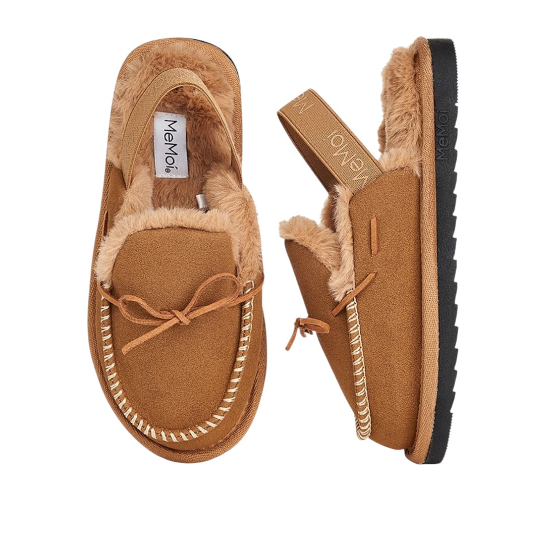 Memoi Tan Suede Bow Slipper