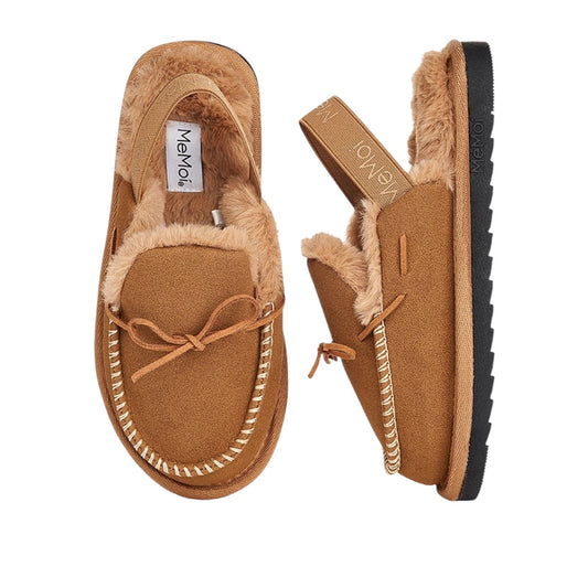 Memoi Tan Suede Bow Slipper