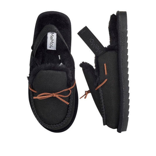 Memoi Black Suede Bow Slipper