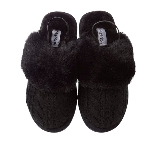 Memoi Black Cable Plush Slipper