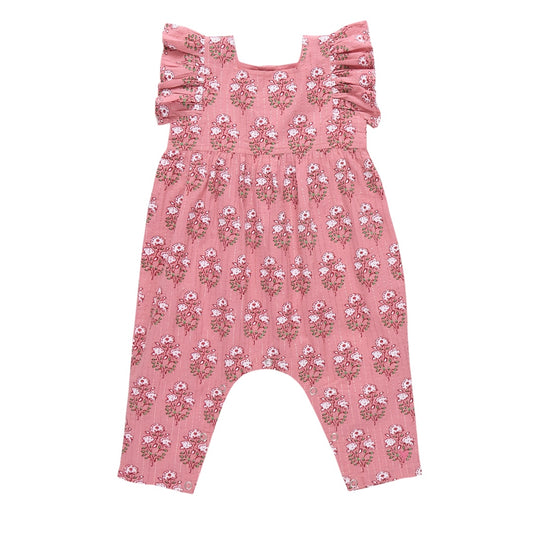 Pink Chicken Pink Strawflower Elsie Sleeveless Romper