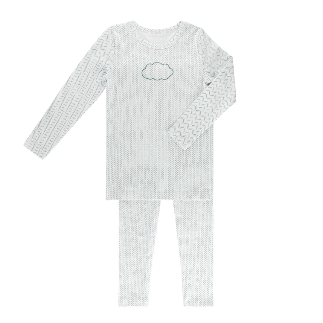 Little Label Light Blue Cloud Herringbone Pajama