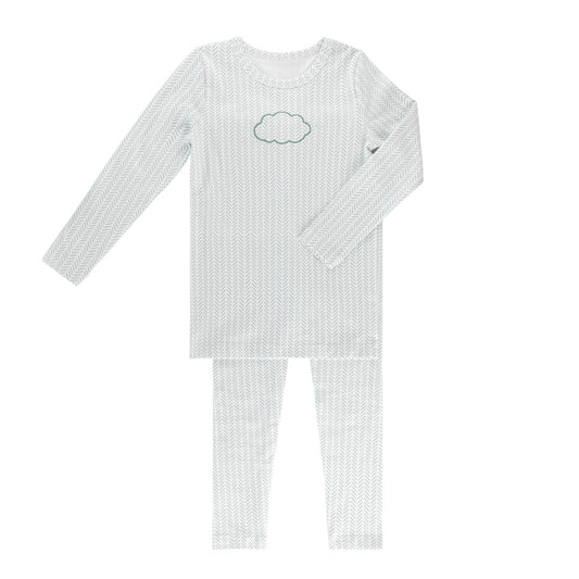 Little Label Light Blue Cloud Herringbone Pajama