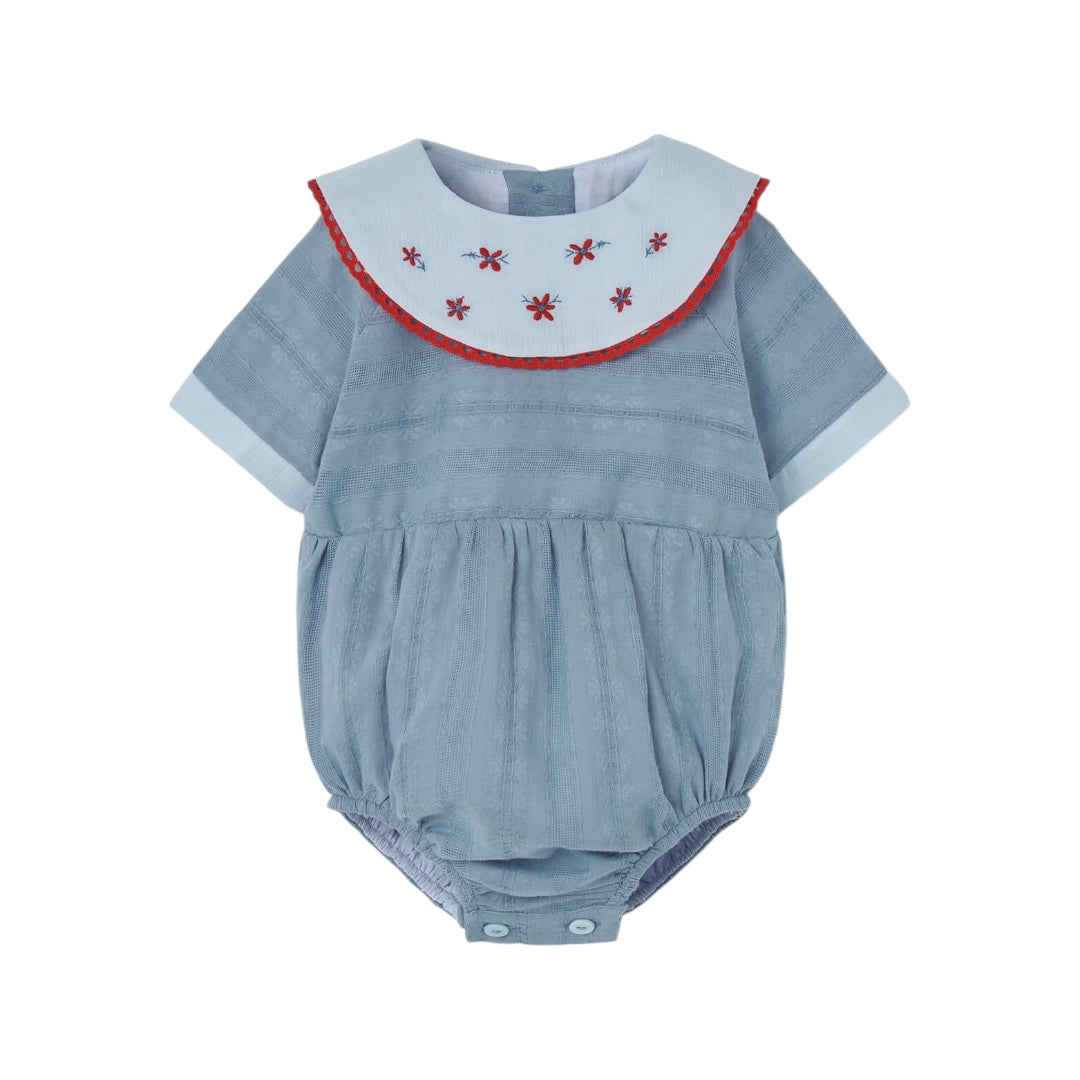 Popelin Blue Bib Collar Romper